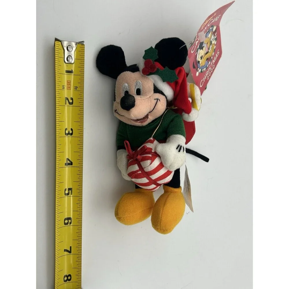 Disney Store Candy Cane Christmas Mickey Mouse Plush Hanging Ornament Vintage
